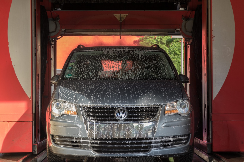 Car inside an In-Bay Automatic car wash